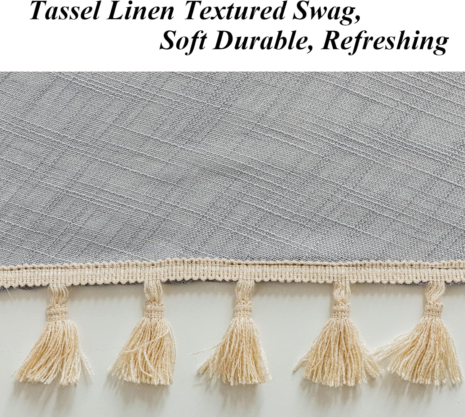 Beda Home Tassel Linen Swag Curtain Valance for Farmhouse Kitchen 1