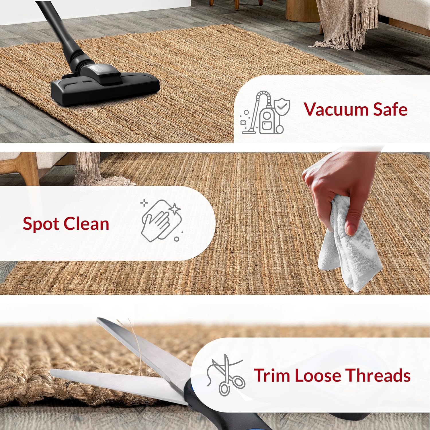 nuLOOM Ashli Solid Jute Runner Rug 26 x 6 Natural