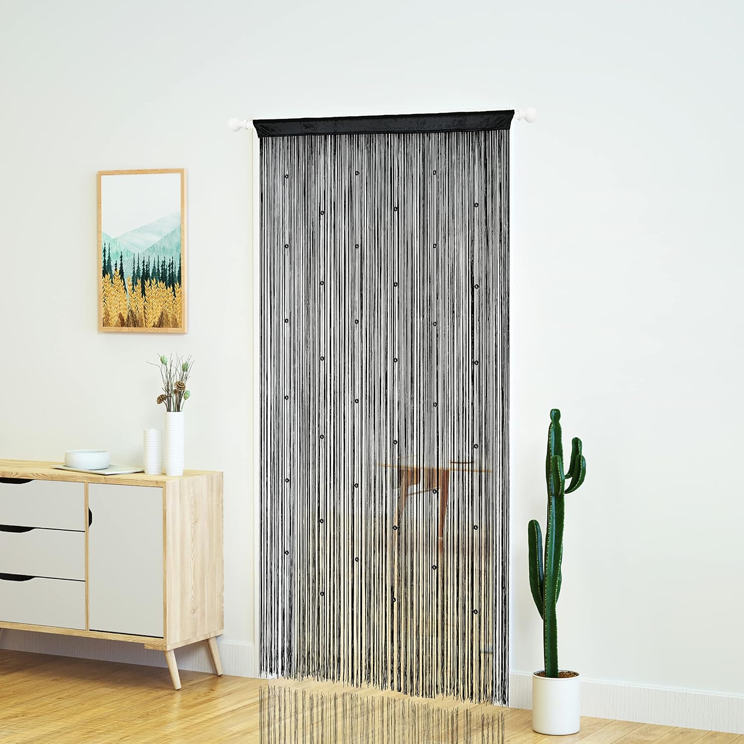 YaoYue Beaded Curtain Door Panel Black