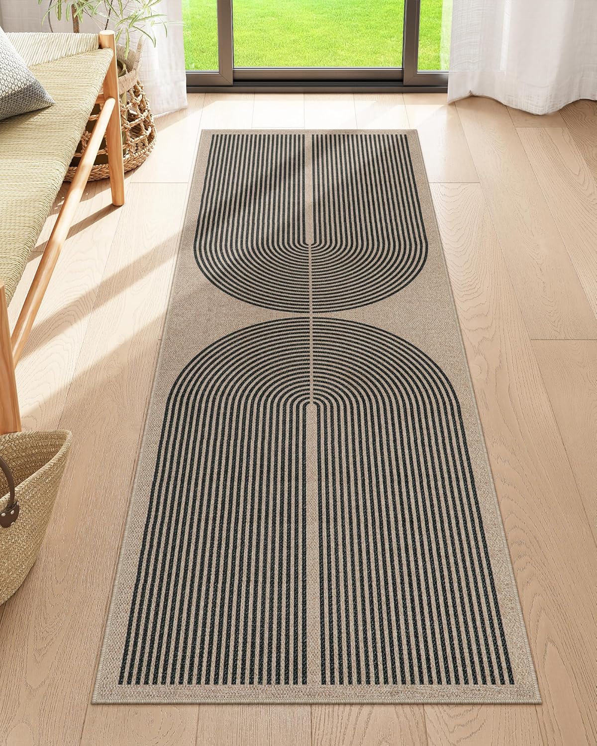 Lahome Modern Rainbow Jute Outdoor Runner Rug 2x6