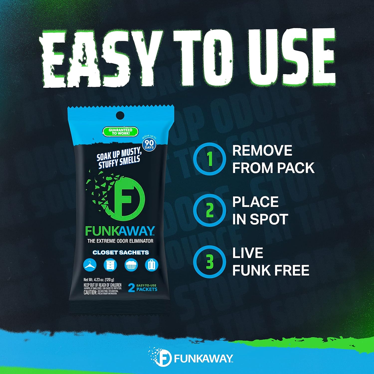 FunkAway Extreme Odor Eliminating Sachet 90 Day Freshness