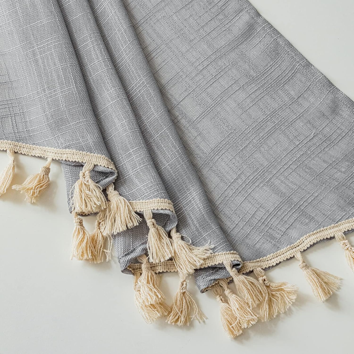 Beda Home Tassel Linen Swag Curtain Valance for Farmhouse Kitchen 1