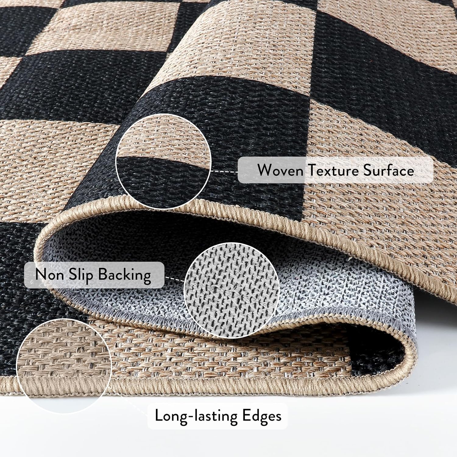 Lahome Checkered Jute Inspired Carpet 3x5