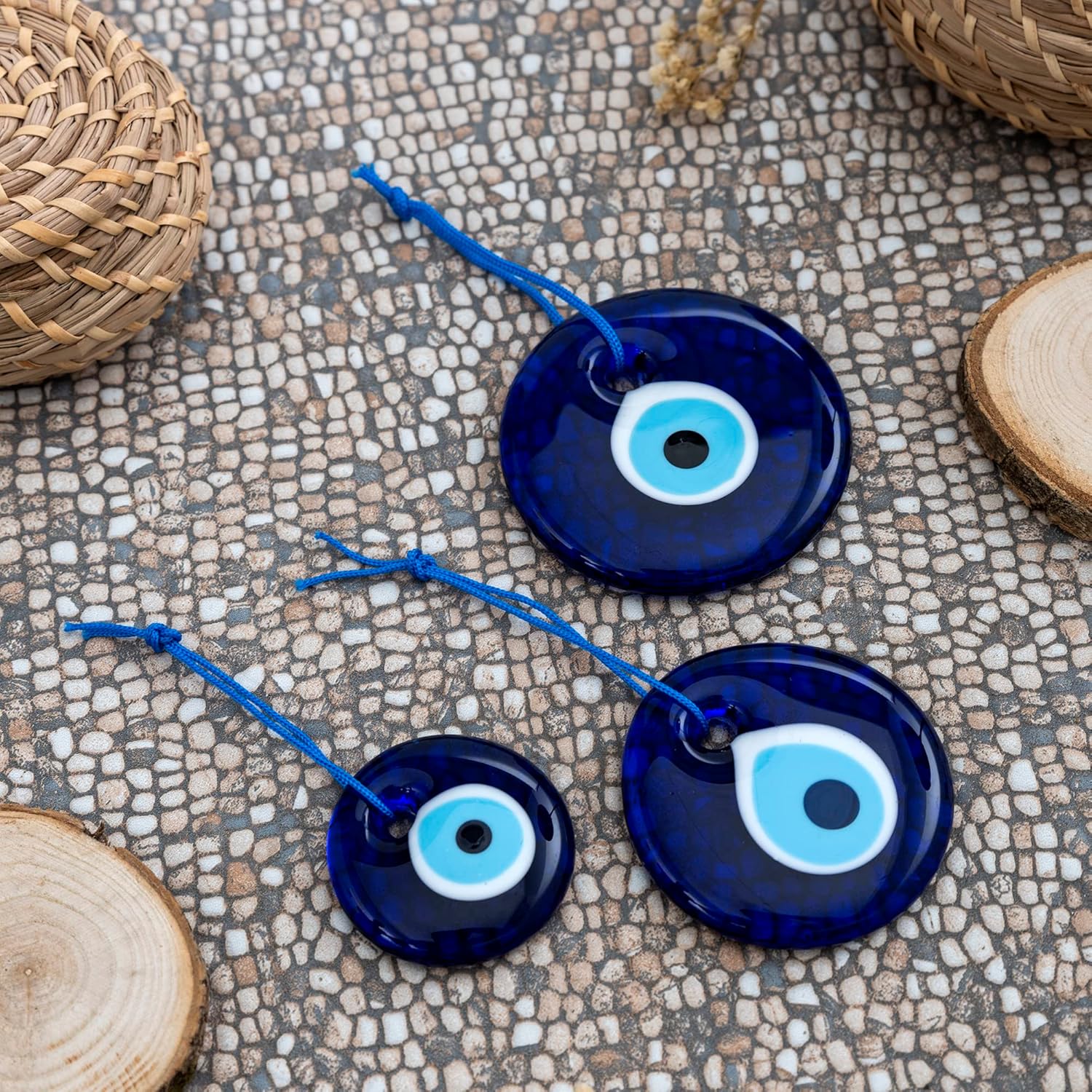 Turkish Blue Evil Eye Wall Hanging Set of 3