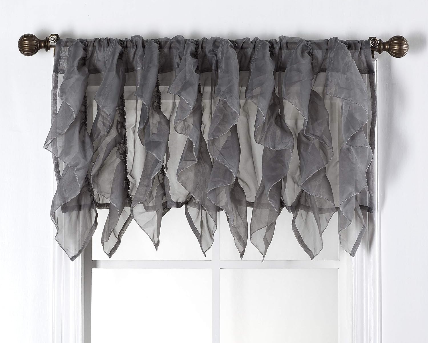 DiamondHome Cascade Gray Shabby Chic Valance 50x16
