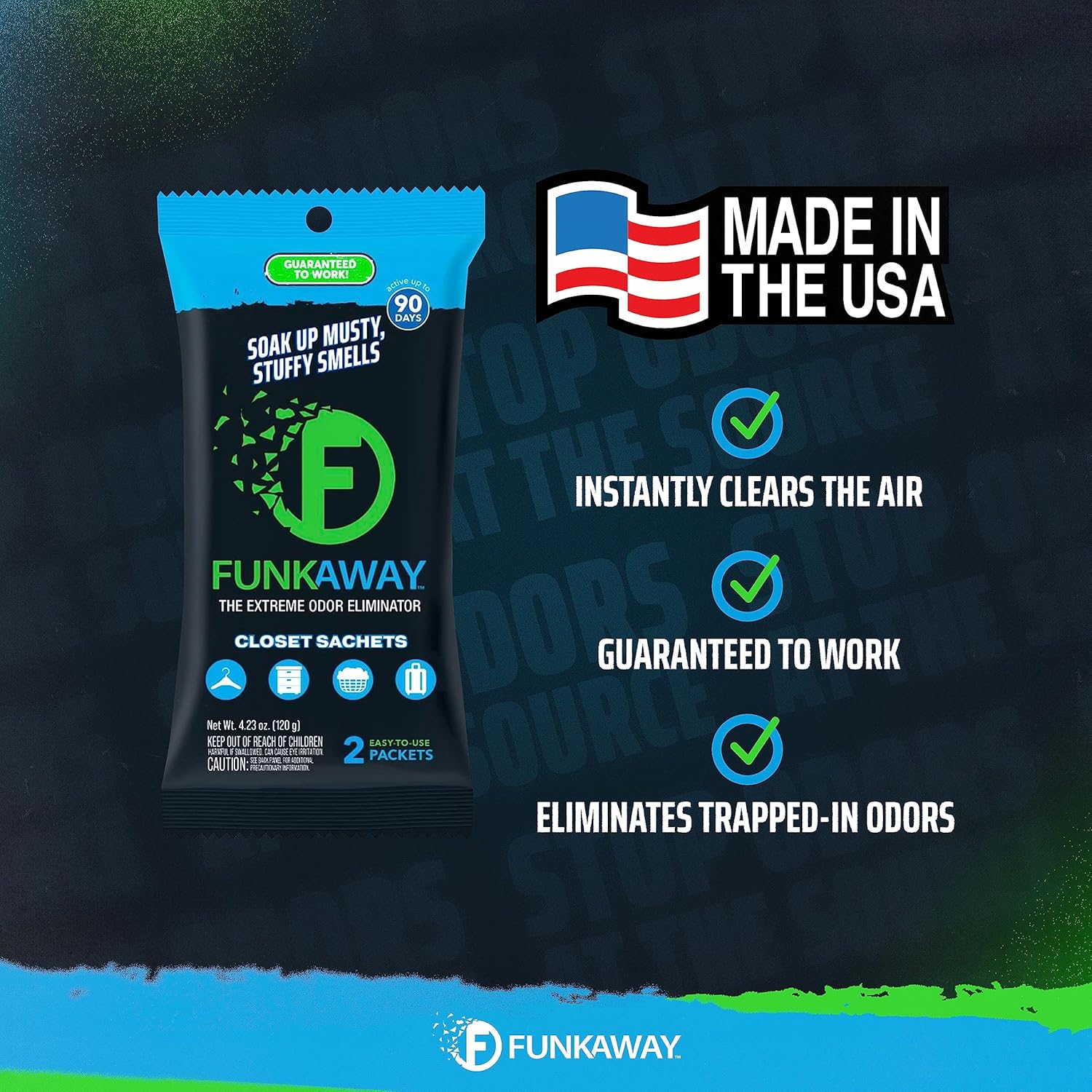 FunkAway Extreme Odor Eliminating Sachet 90 Day Freshness