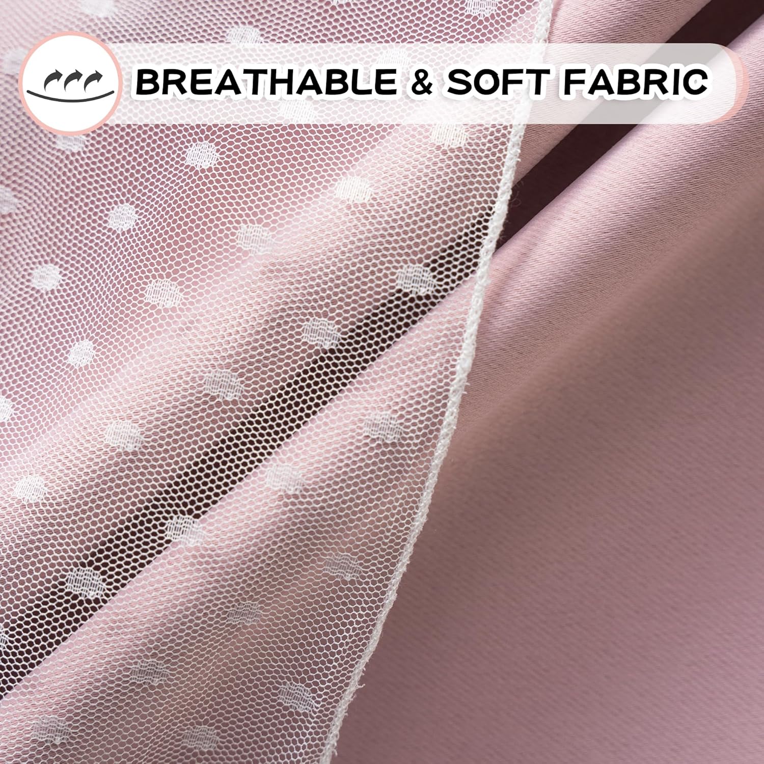 MYSKY HOME Pink Curtains with Tiebacks for Kids Bedroom