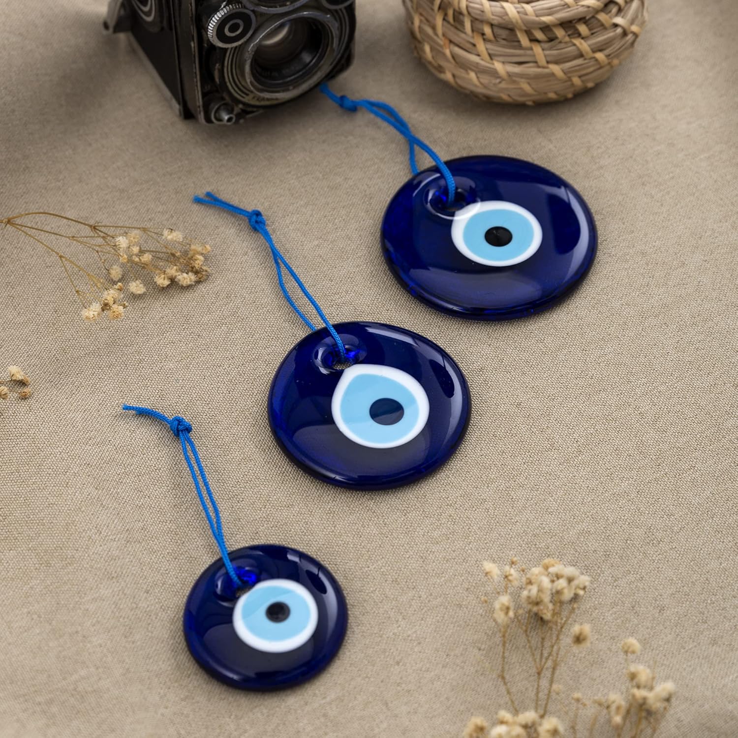 Turkish Blue Evil Eye Wall Hanging Set of 3