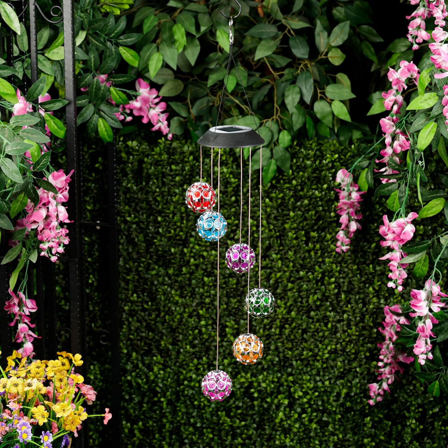 Alpine Corporation RGG648SLR Solar Hanging Gem Sphere Mobile