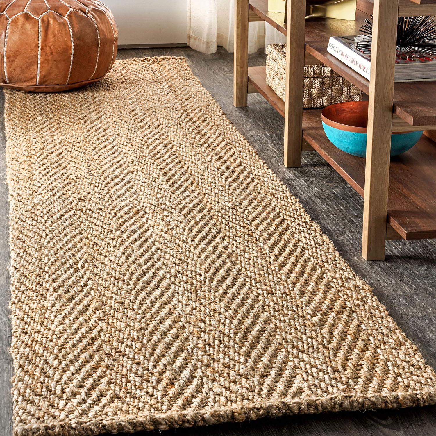 JONATHAN Y NFR101A-28 Jute Hand Woven Herringbone Indoor Runner Rug