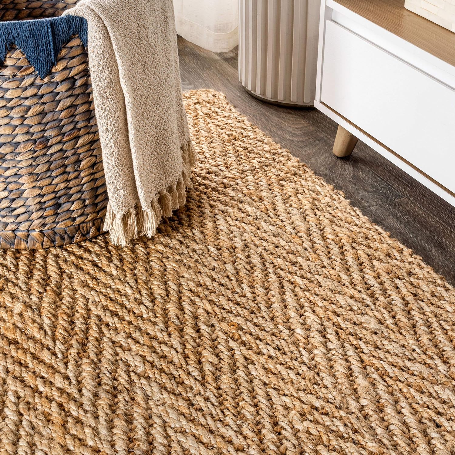 JONATHAN Y NFR101A-28 Jute Hand Woven Herringbone Indoor Runner Rug
